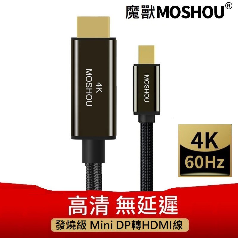 魔獸 MOSHOU 主動式 Mini DP1.2 轉HDMI2.0 轉接線 4K 60HZ 顯卡專用多屏顯示器電視 4K
