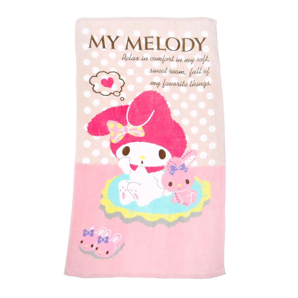 【Sanrio三麗鷗】美樂蒂粉紅兔浴巾 100%棉 76x152cm
