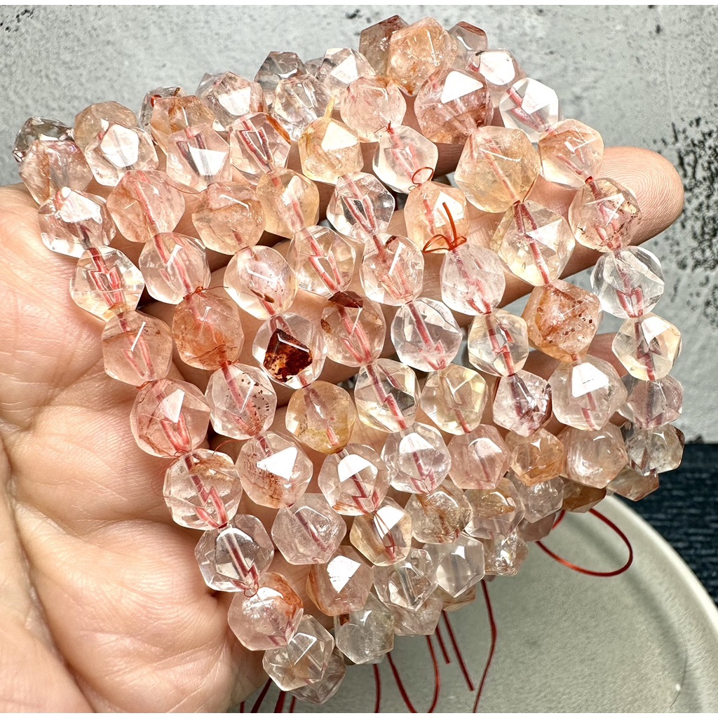 【水晶晶的窩】鑽切 錦鯉 紅 膠花 水晶 手排 DIY 手鍊 手珠