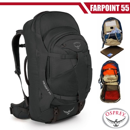 【美國 OSPREY】 Farpoint 55L 多功能登機箱/行李箱背包(附爆音哨+筆電腦包+快拆設計) 火山灰 R