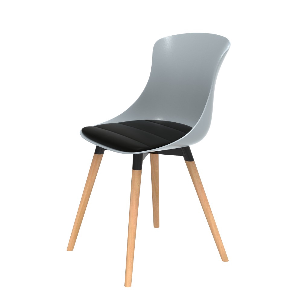 (組合) 特力屋 萊特塑鋼椅 櫸木腳架40mm/灰椅背/黑座墊