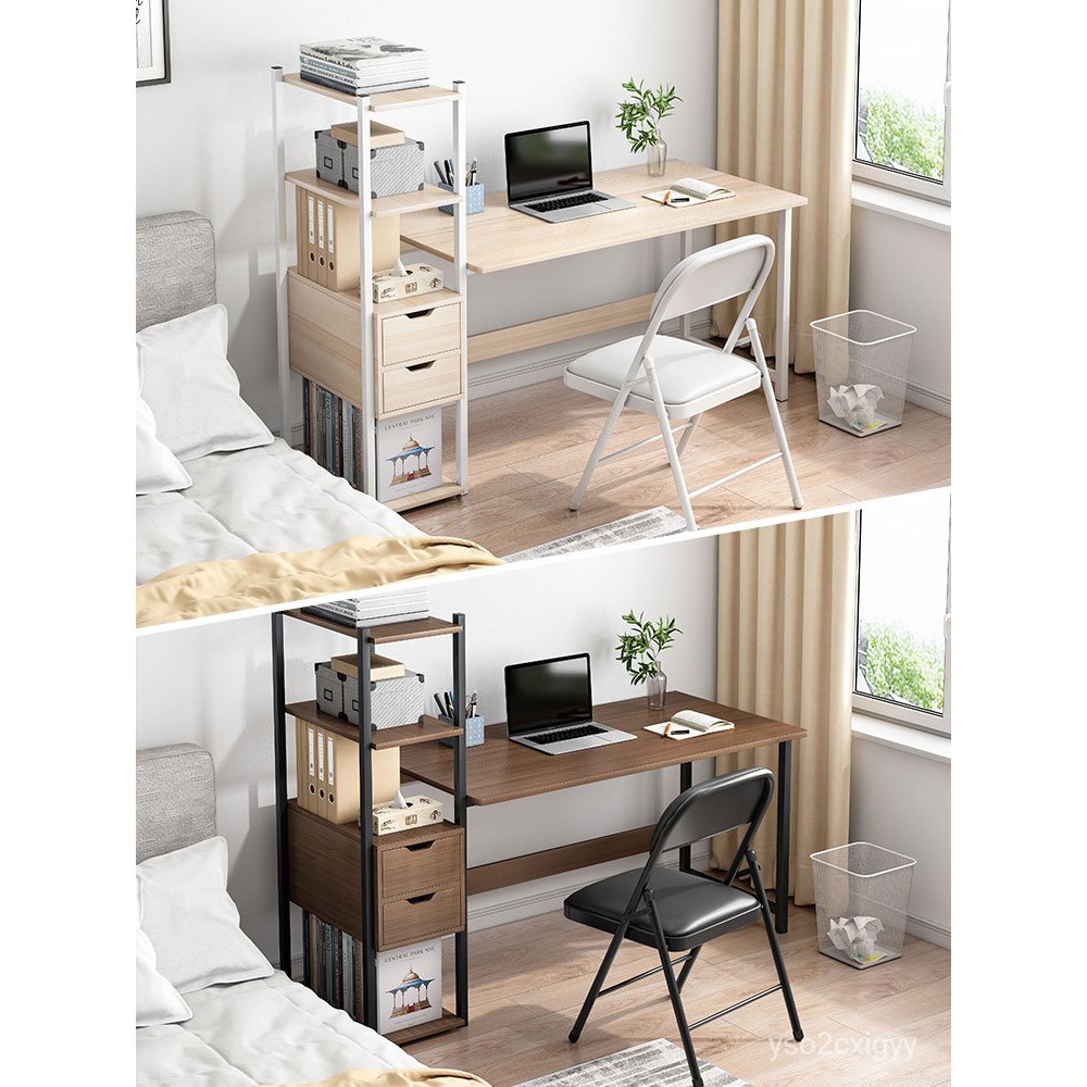 【熱銷】電腦台式書桌書架組合帶書櫃一體簡約租房學生寫字桌臥室簡易桌子