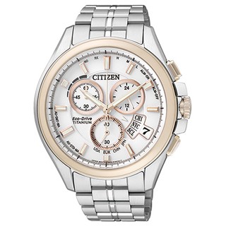 【金台鐘錶】CITIZEN 星辰（光動能 )電波錶 鈦金屬腕錶 (玫瑰金x白) BY0054-57A