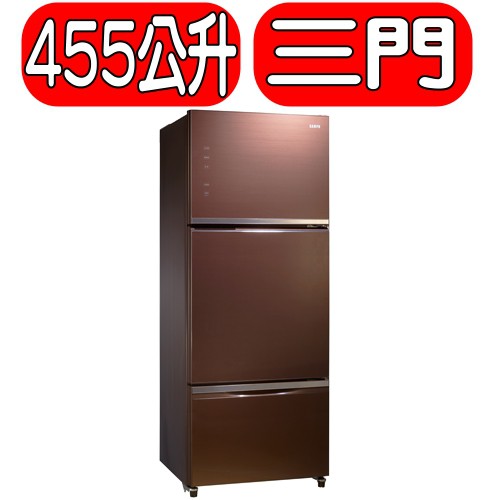 《可議價》SAMPO聲寶【SR-P46GDV(R7)】455公升三門變頻玻璃冰箱