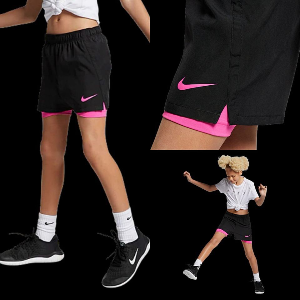 Nike 耐吉 女大童排汗假兩件短褲 M號