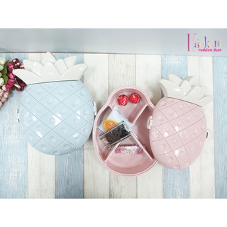 ☆[Hankaro]☆ 創意可愛風格鳳梨造型卡扣蓋式內隔層零食糖果盒