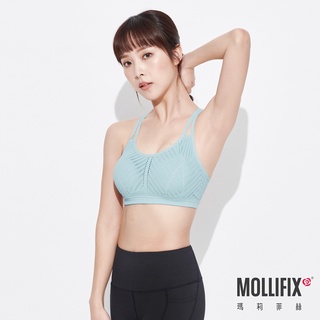 Mollifix 瑪莉菲絲 A++活力自在雙肩帶舒適BRA (淺藍) 瑜珈內衣 瑜珈上衣 BRA TOP