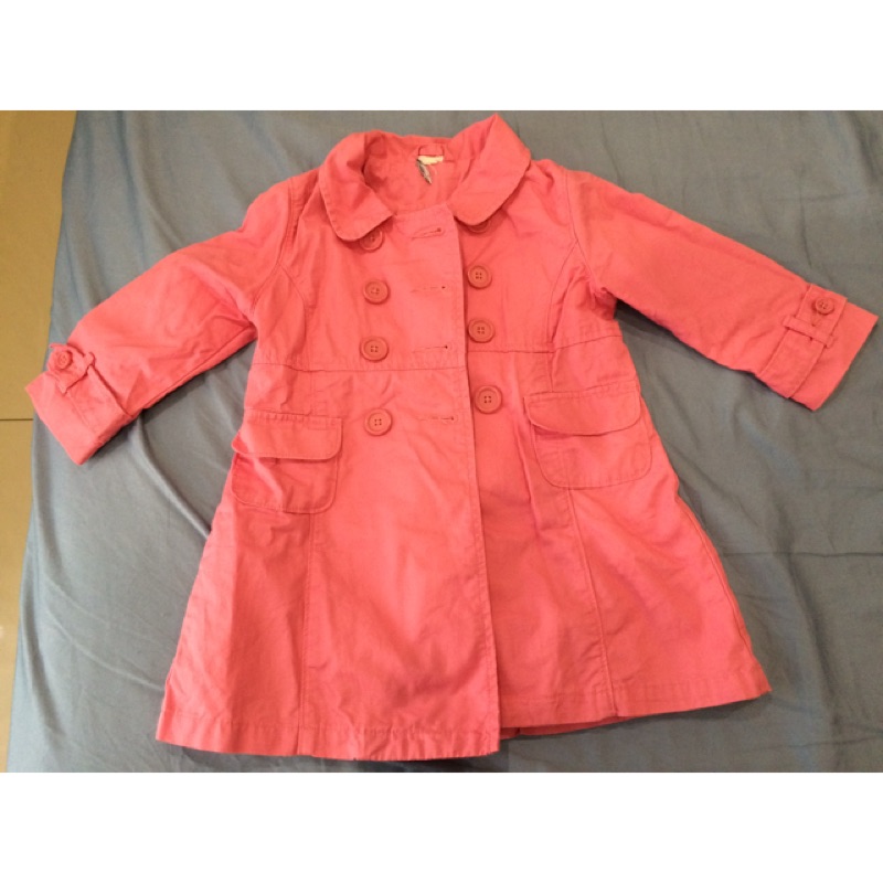 Zara baby 桃紅長版風衣外套（98公分）
