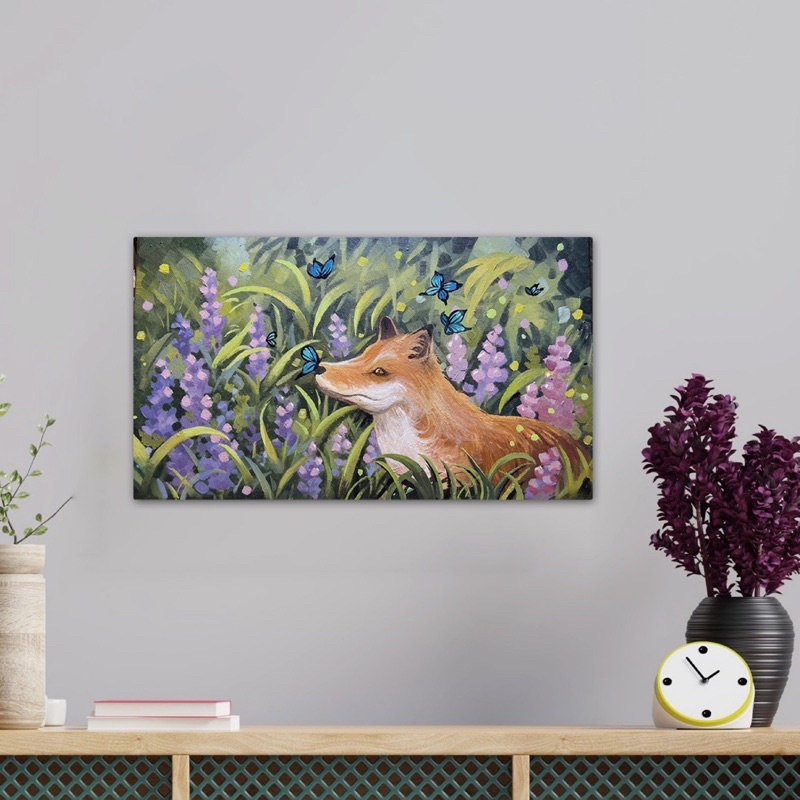 小狐狸-油畫畫 室內掛畫 房間裝飾 居家擺設 百搭 手繪 客製化 文創 藝術 油畫 壓克力 水彩 顏料 動物 寵物 相框
