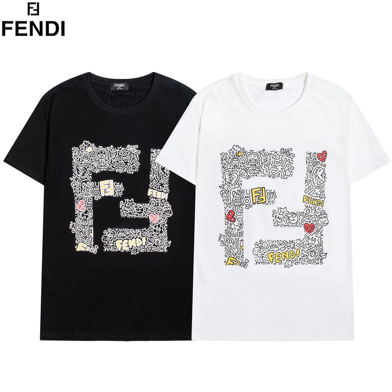 Fendi 芬迪愛心蝴蝶 構成fendi Logo 時尚大方短袖t恤圓領 蝦皮購物