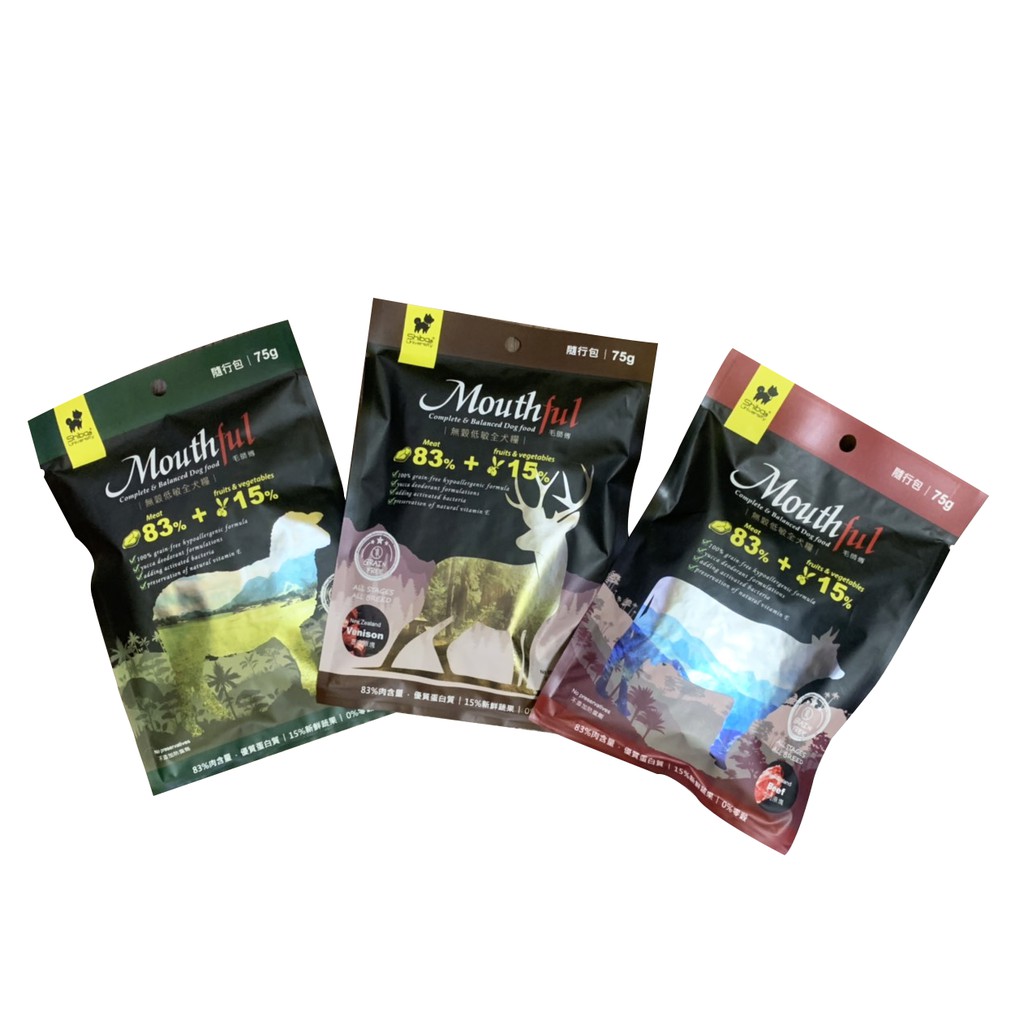 Mouthful毛師傅 鮮寵糧 75g隨行包 全新肉塊凍乾配方 狗飼料 高蛋白 安格斯黑牛 牛肉 羊肉 高含肉量