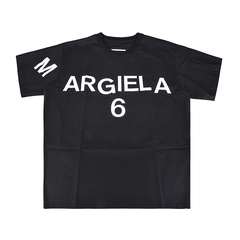 MM6 Maison Margiela白字字母LOGO棉質短袖T恤(女款/黑)