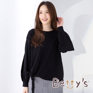 betty’s貝蒂思(05)下襬開岔綁帶針織線衫(黑色)