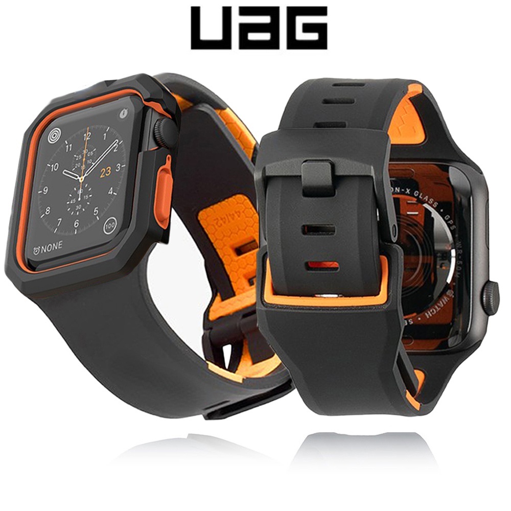 適用於 apple watch 7 SE 6 5 4 3 UAG 矽膠錶帶 + 保護殼套裝 iwatch 42/44mm