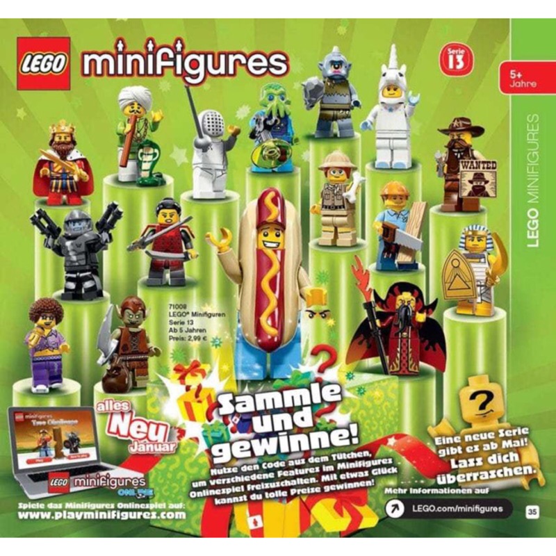 LEGO 樂高 Minifigures 樂高人偶 13代 整套16隻 71008 人偶包 含 熱狗人 獨角獸 國王