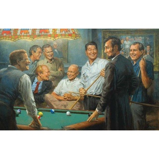 19390 1000片美國進口拼圖撞球檯邊的笑談 -美國總統 林肯