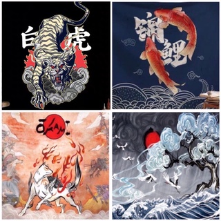 日本浮世繪風格百鬼夜行掛布背景布掛毯家居不倒翁日本虎藝伎 蝦皮購物