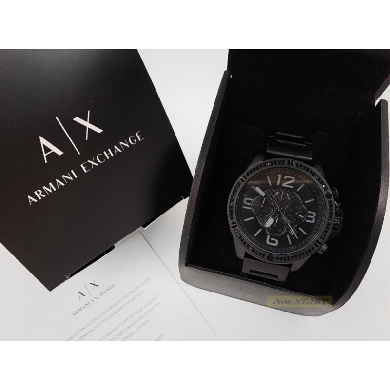 【New START美國精品服飾-員林】Armani Exchange AX1520 大錶面水晶三環黑色不鏽鋼烤漆手錶