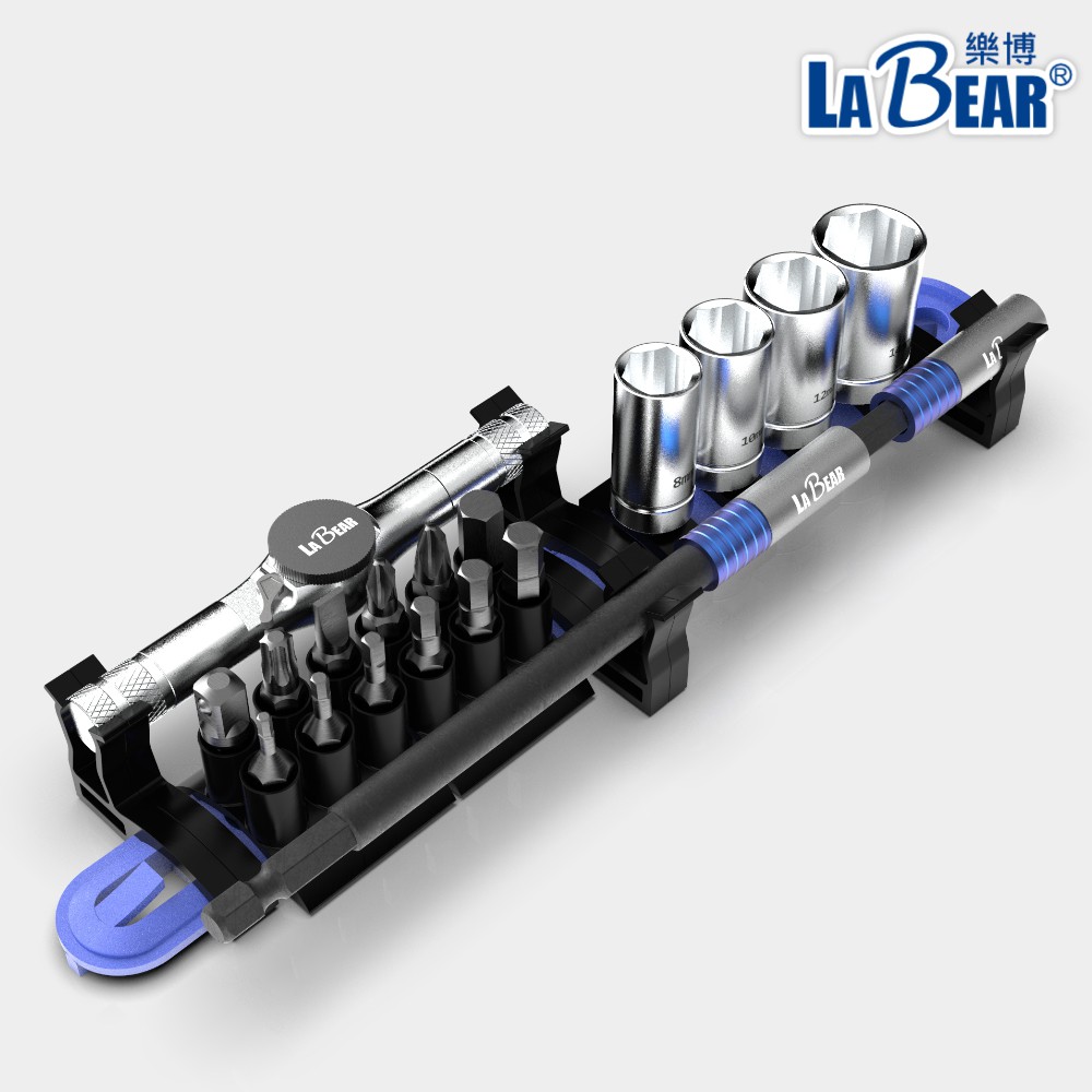 【LaBear】多功能 機車維修工具組 20pcs 三用棘輪扳手 快脫接桿 套筒起子組 腳踏車維修 萬用工具組