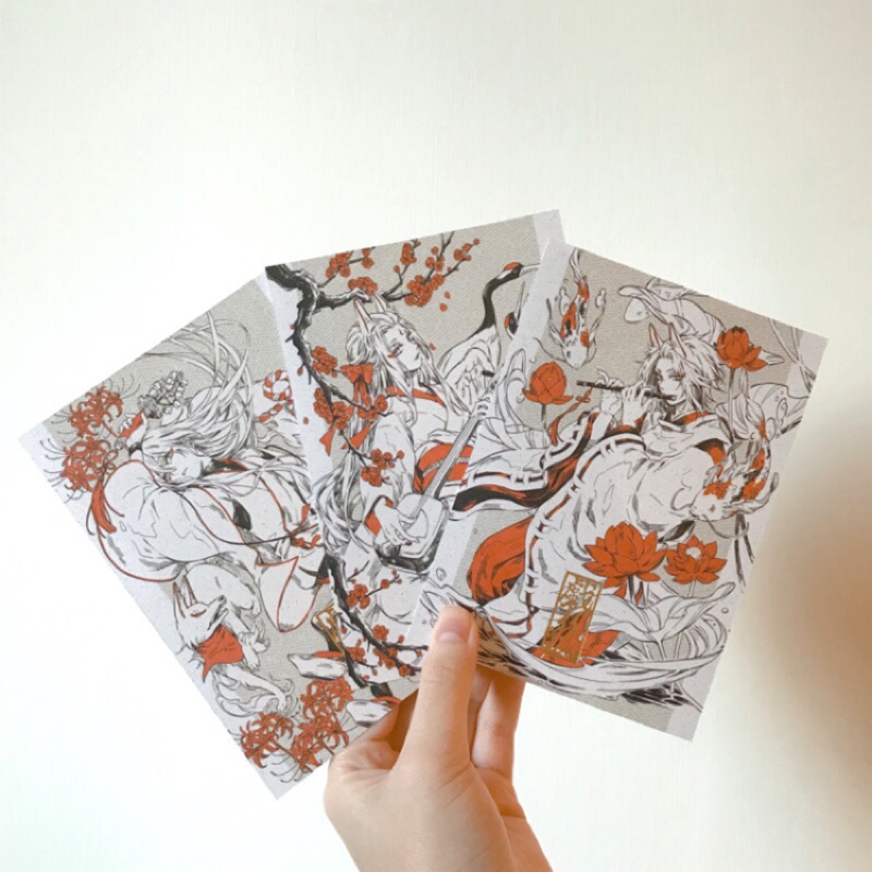 全新同人原創 戯れ狐 花と楽 首刷燙金明信片組twinkle Dot 蝦皮購物