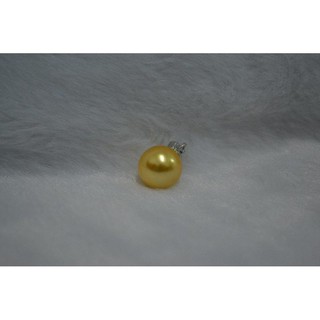 0727天然南洋珍珠貝貝寶珠深金色珍珠墜子12mm素款金色貝珠