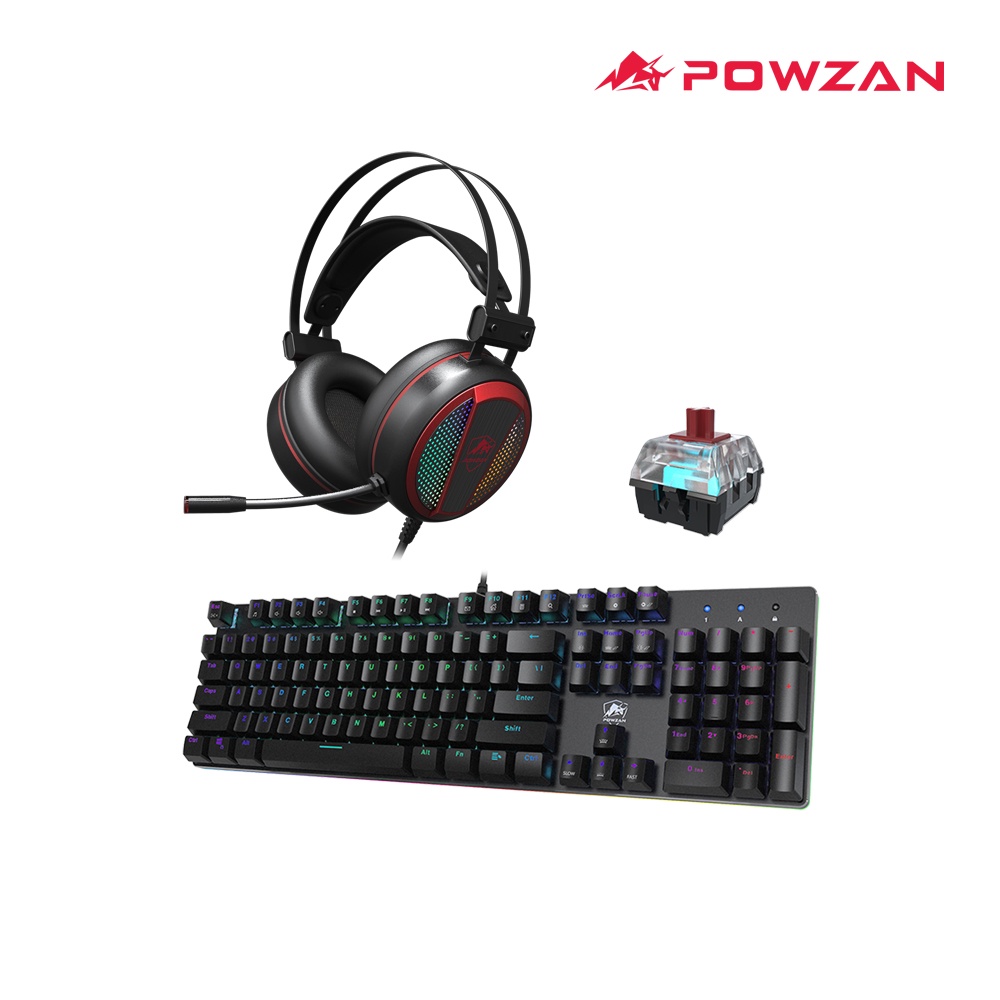 【二件組超值回饋】現貨POWZAN CK650 Stardust RGB紅軸鍵盤+SONAR CH400 RGB電競耳機