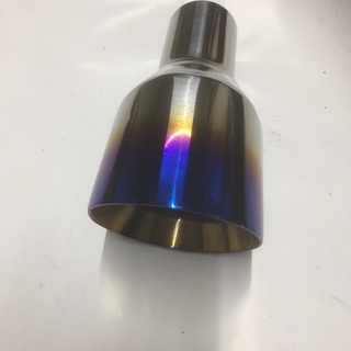 汽車排氣尾飾管~89焊斜不銹鋼/白鐵烤藍尾飾管~長18公分入口直徑60mm