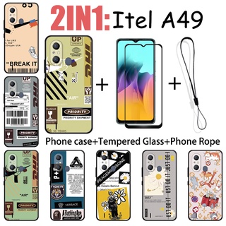 2 合 1 Itel A49 手機殼帶鋼化玻璃螢幕保護膜時尚系列