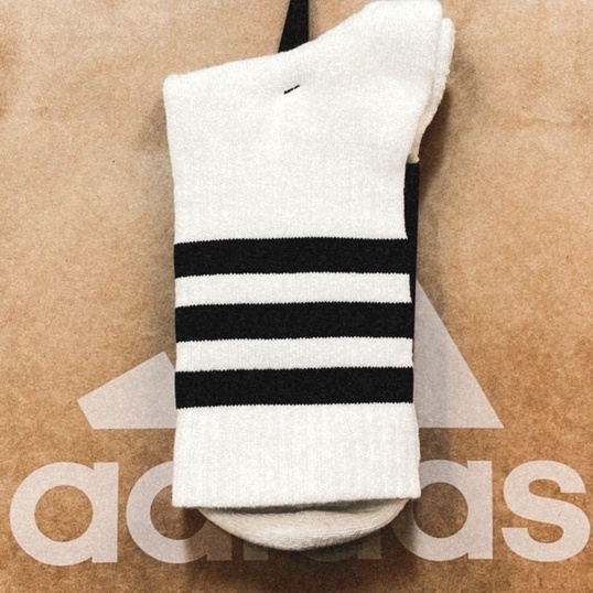 ADIDAS 3-STRIPES 男女款 FH6628 長襪 愛迪達 厚底 襪子 白底黑線 單入 三線襪