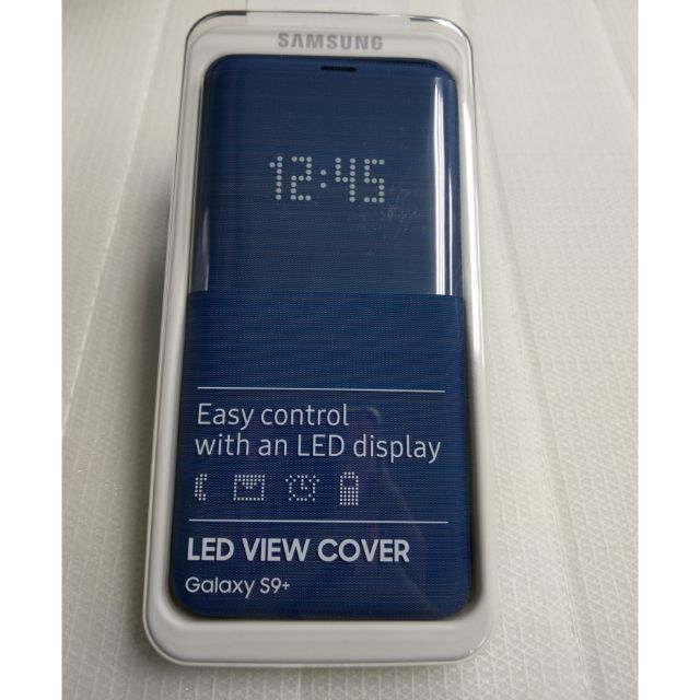三星原廠S9+ LED皮革翻頁式皮套 藍色