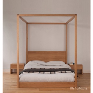 【優品工藝 | 實木床架】北歐實木雙人床 | 簡約現代四柱榻榻米架子床 | 輕奢 民宿 臥室床