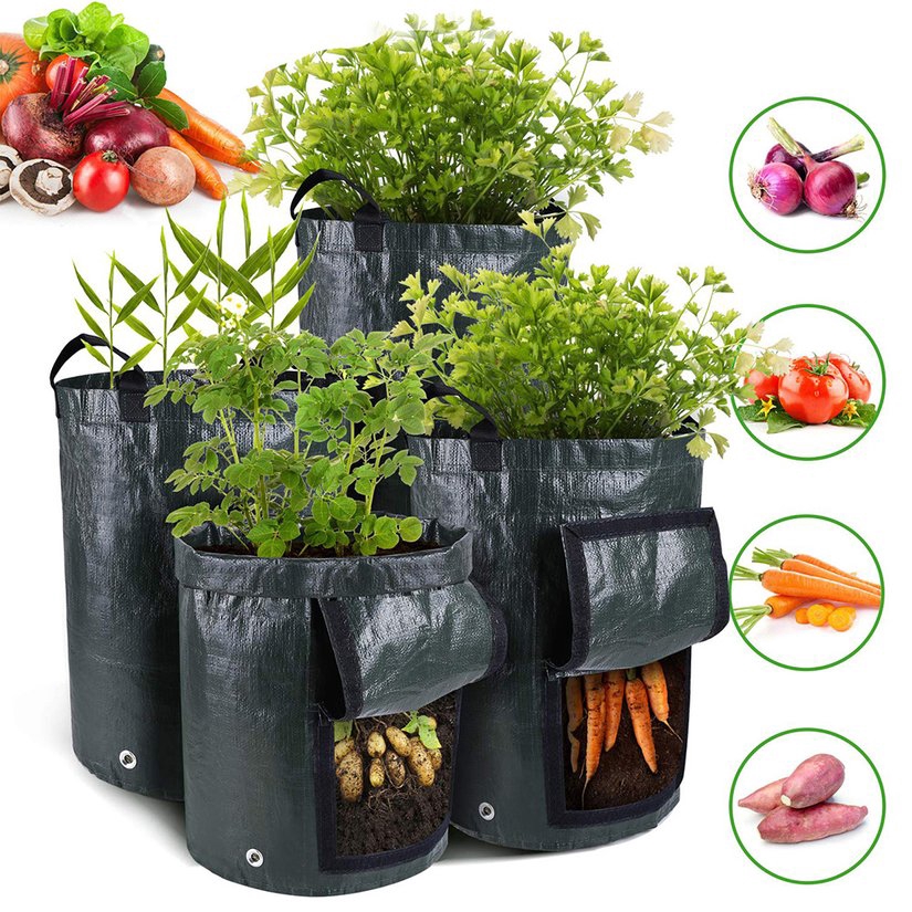 蔬菜種植袋土豆生長袋 環保材質 可加肥料 馬鈴薯番茄種植袋 可開口栽培袋 花園種植 蔬菜生長袋 園藝器具 10加侖