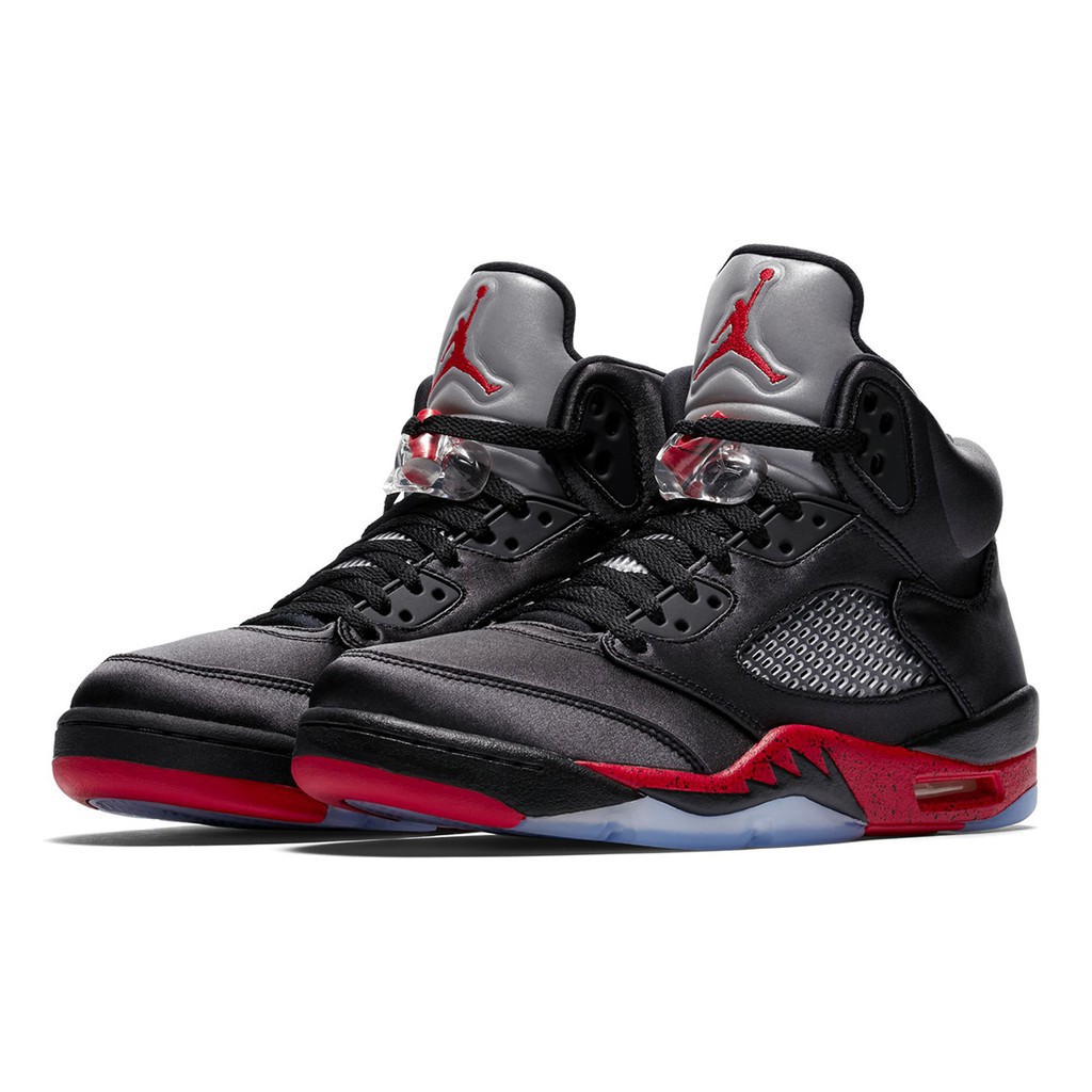 jordan 5 black satin red