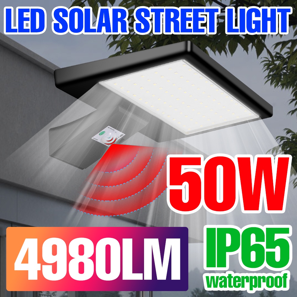 Led 太陽能路燈戶外泛光燈 IP65 防水花園燈壁掛式聚光燈面積 12V PIR 傳感器燈安全