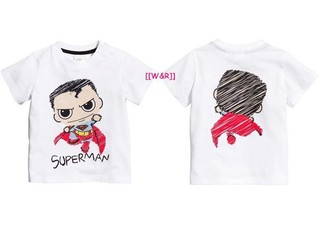 [[W&R]] ((0-24m)) 正品瑞典 H&M 超可愛superman小超人短袖T恤上衣 9m,12m 灰色底