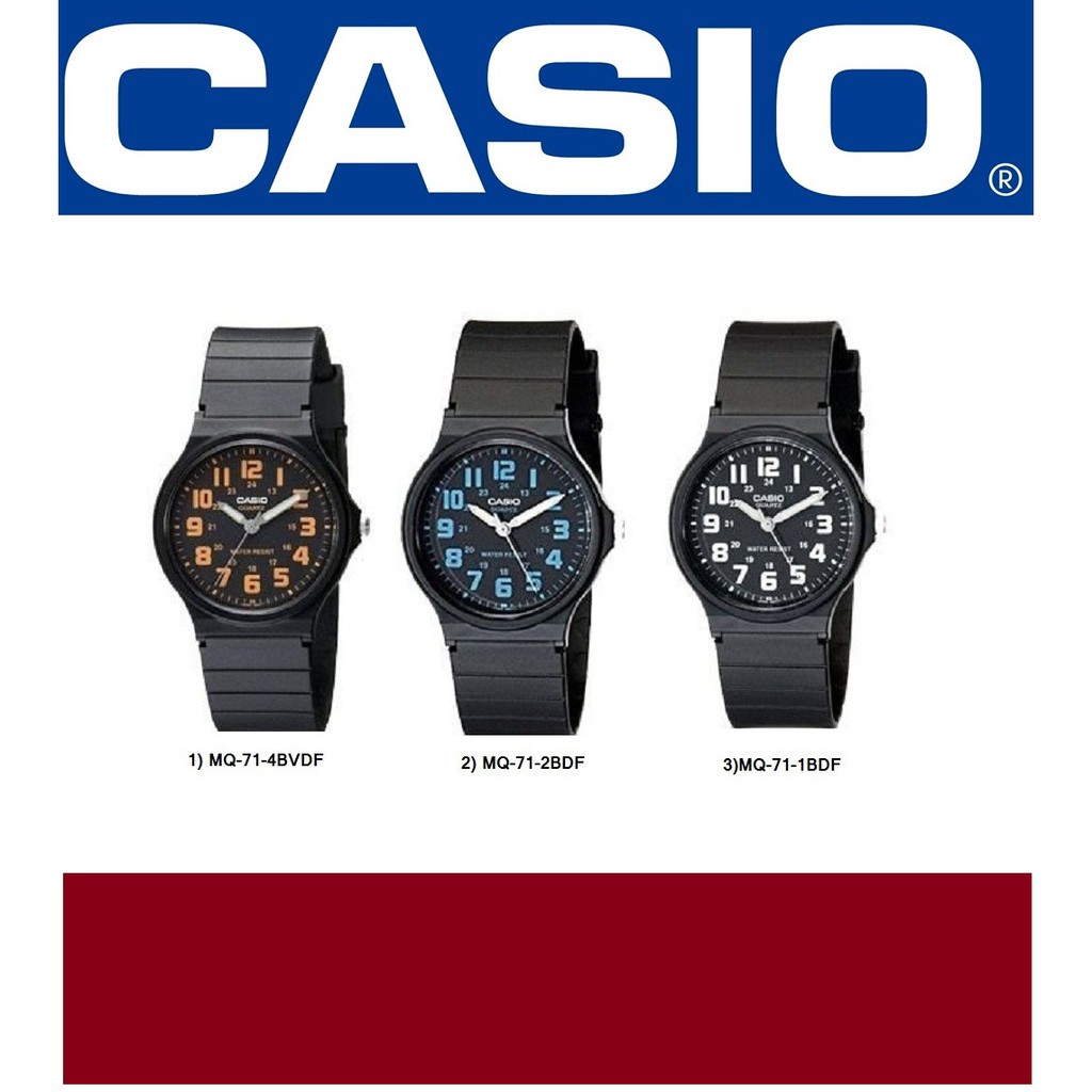 【天龜】CASIO手錶 超薄石英 指針錶 彩色字體MQ-71 BBB