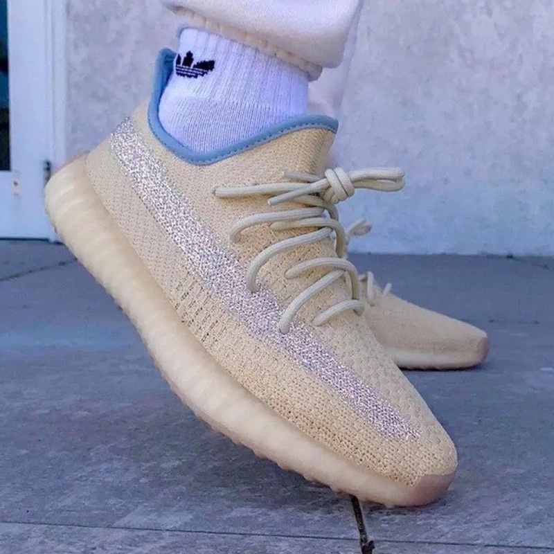 ［正品保證］Adidas YEEZY BOOST 350 V2 Linen 亞麻檸檬色 US10 全新 現貨