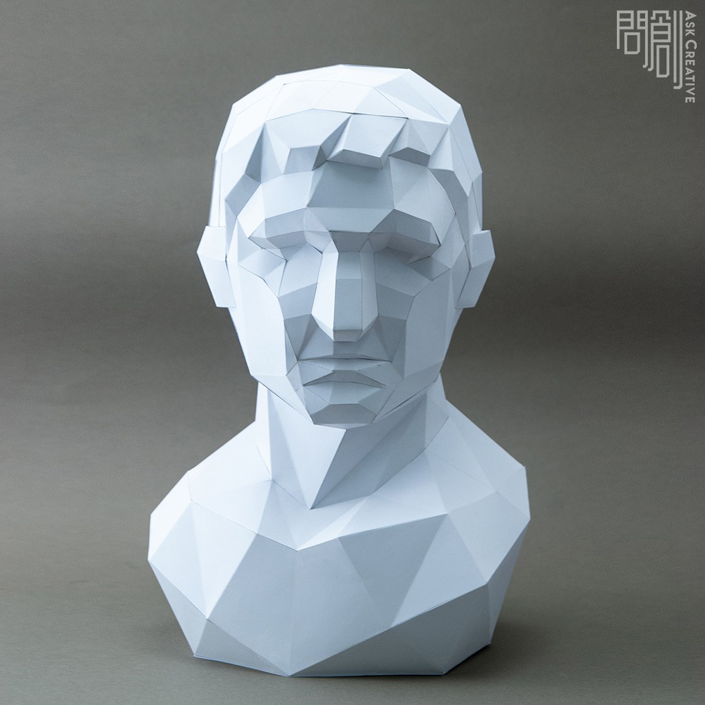 問創設計 DIY手作3D紙模型 禮物 擺飾 石膏像雕塑系列 - 阿格里帕角面  (3色可選)