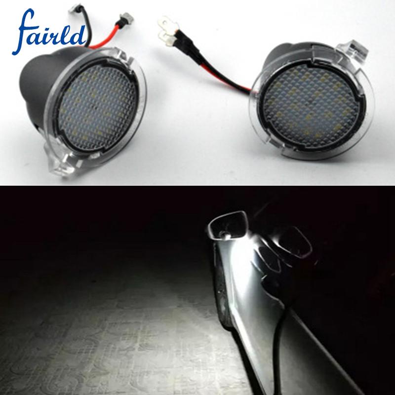 2 件塑料白色 DC12V 後視鏡水坑燈 18 顆 LED 450LM 適用於福特 Ranger 2015-2017