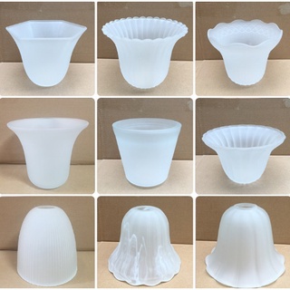優品#玻璃燈罩 歐式吊燈玻璃燈罩E27介面磨砂燈罩現代仿古花瓣4cm燈口燈罩配件37