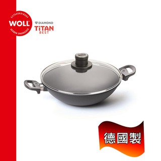 《WOLL》德國歐爾-鈦鑽 36cm鑄造不沾中華炒鍋(附安全玻璃蓋)