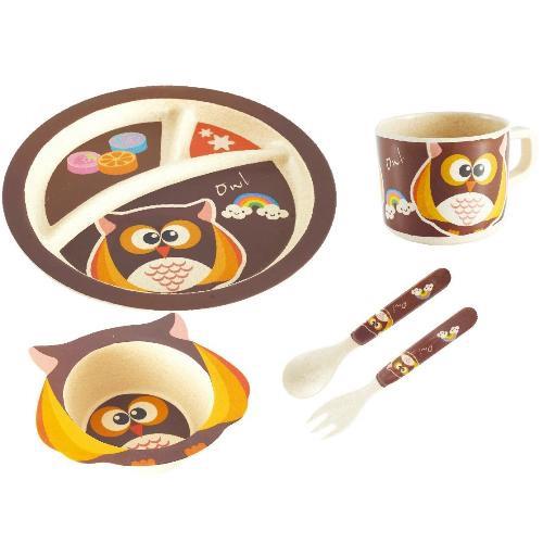【Doit&Baby】天然環保竹纖維餐具-貓頭鷹｜環保餐具、寶寶餐具、安全無毒、可分解、貓頭鷹圖案、兒童餐具