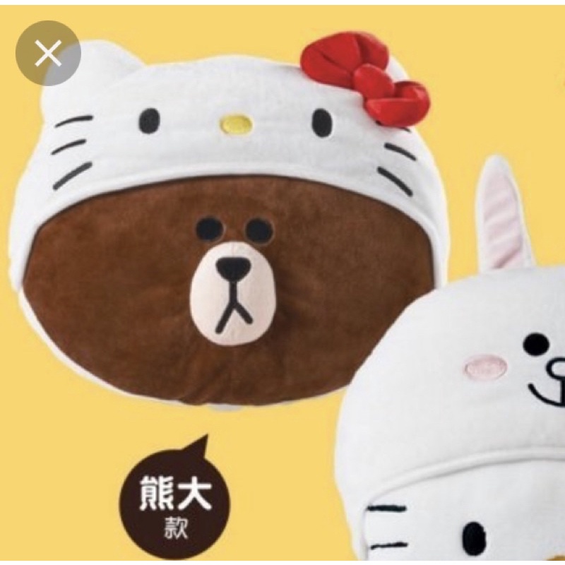 Line friends熊大 Hello kitty 抱枕 711集點