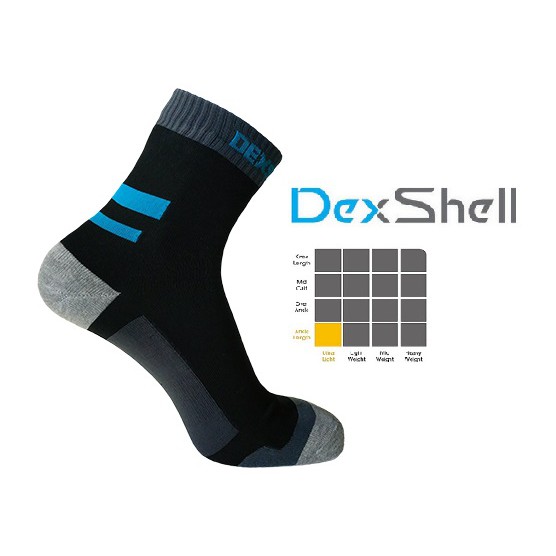 【仁維生活】DEXSHELL RUNNING SOCKS 低筒-羊毛防水跑步襪 亮橘色/水藍色