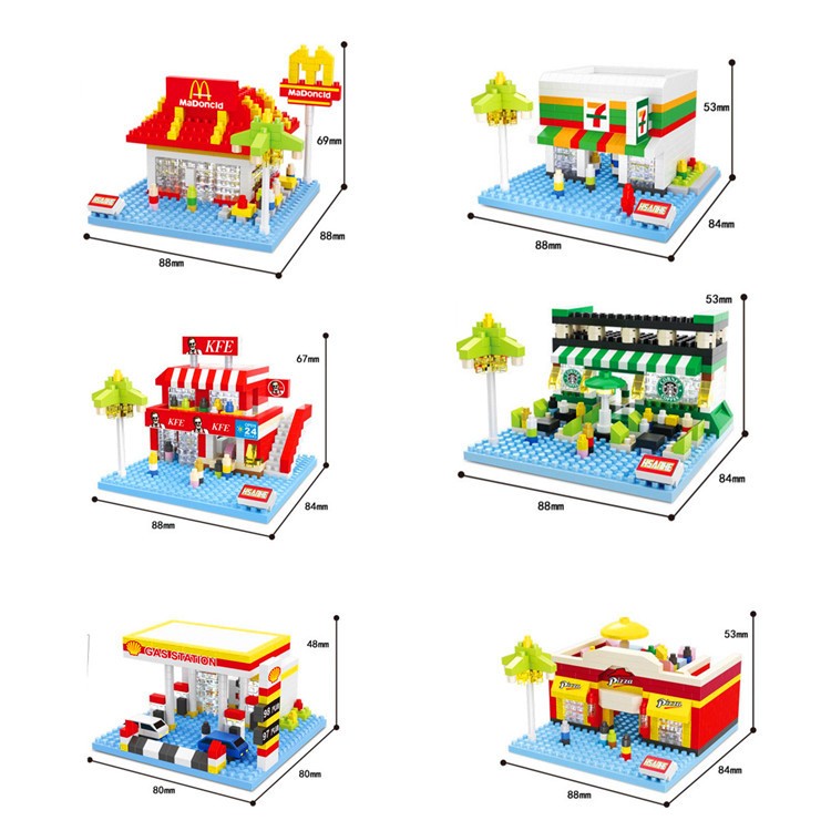 迷你拼裝組裝拼圖益智微型小積木 幼稚園獎勵 學校玩具 生日禮物 3D立體 街景 餐車 畢業禮品 贈品(非樂高LEGO)