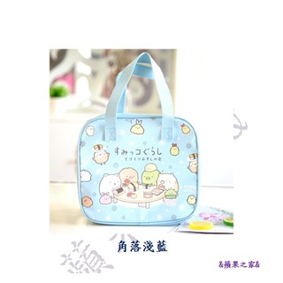 &蘋果之家&現貨-防水可愛帆布加厚保溫/保冰便當袋-角落生物淺藍