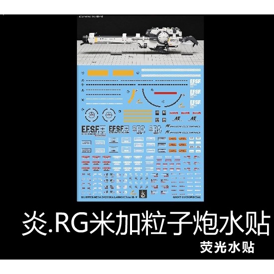 【Max模型小站】炎水貼 GHOST原創 RG Hi-v海牛武器配件超絕米加粒子炮 螢光水貼