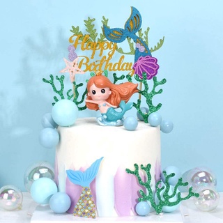 美人魚系列蛋糕插旗(台灣現貨)美人魚蛋糕插旗 貝殼蛋糕插旗 海洋蛋糕裝飾 派對道具 烘焙道具 蛋糕裝飾