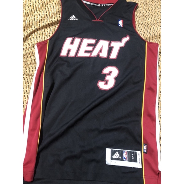 二手 古著adidas 愛迪達 NBA Heat 3  Wade 邁阿密 熱火 籃球 刺繡 球衣 上衣 size s