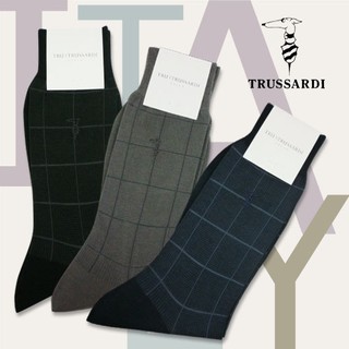 TRUSSARDI【精選百搭細線條格細點紋紳士襪】(中/半統)獨家代理